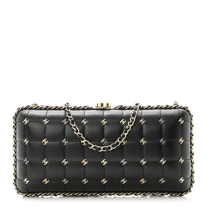 Chanel Lambskin Quilted CC Studded Chain Around Clutch Black 1 of 10