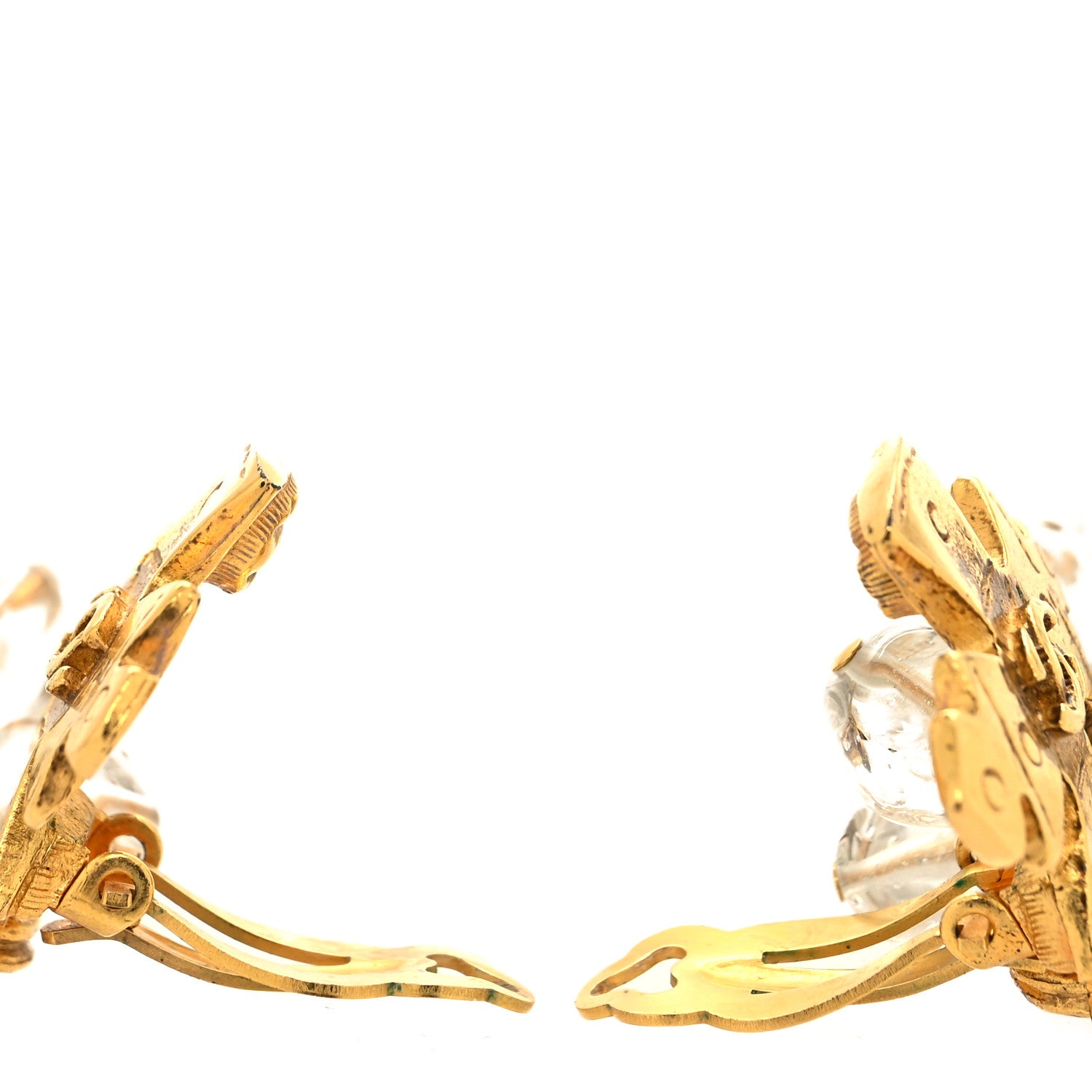 Chanel CC Cross Clip On Earrings Gold 3 of 4