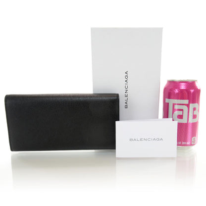 Balenciaga Agneau Giant Silver Hardware Money Wallet Black 2 of 7