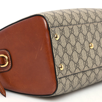 Gucci GG Supreme Monogram Cuoio Toscano Small Boston Beige Ebony Cuir 10 of 17