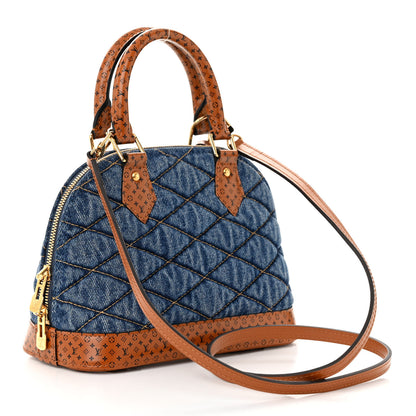 Louis Vuitton Denim Calfskin Reverse Monogram Malletage Alma BB Blue 3 of 11