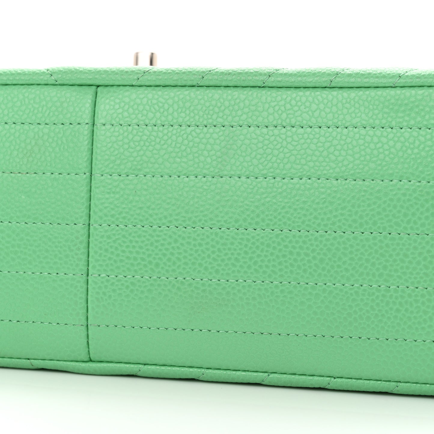 Caviar Chevron Quilted Jumbo Double Flap Green