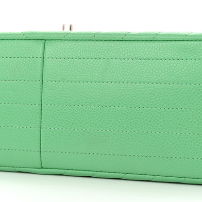 Chanel Caviar Chevron Quilted Jumbo Double Flap Green 13 of 13