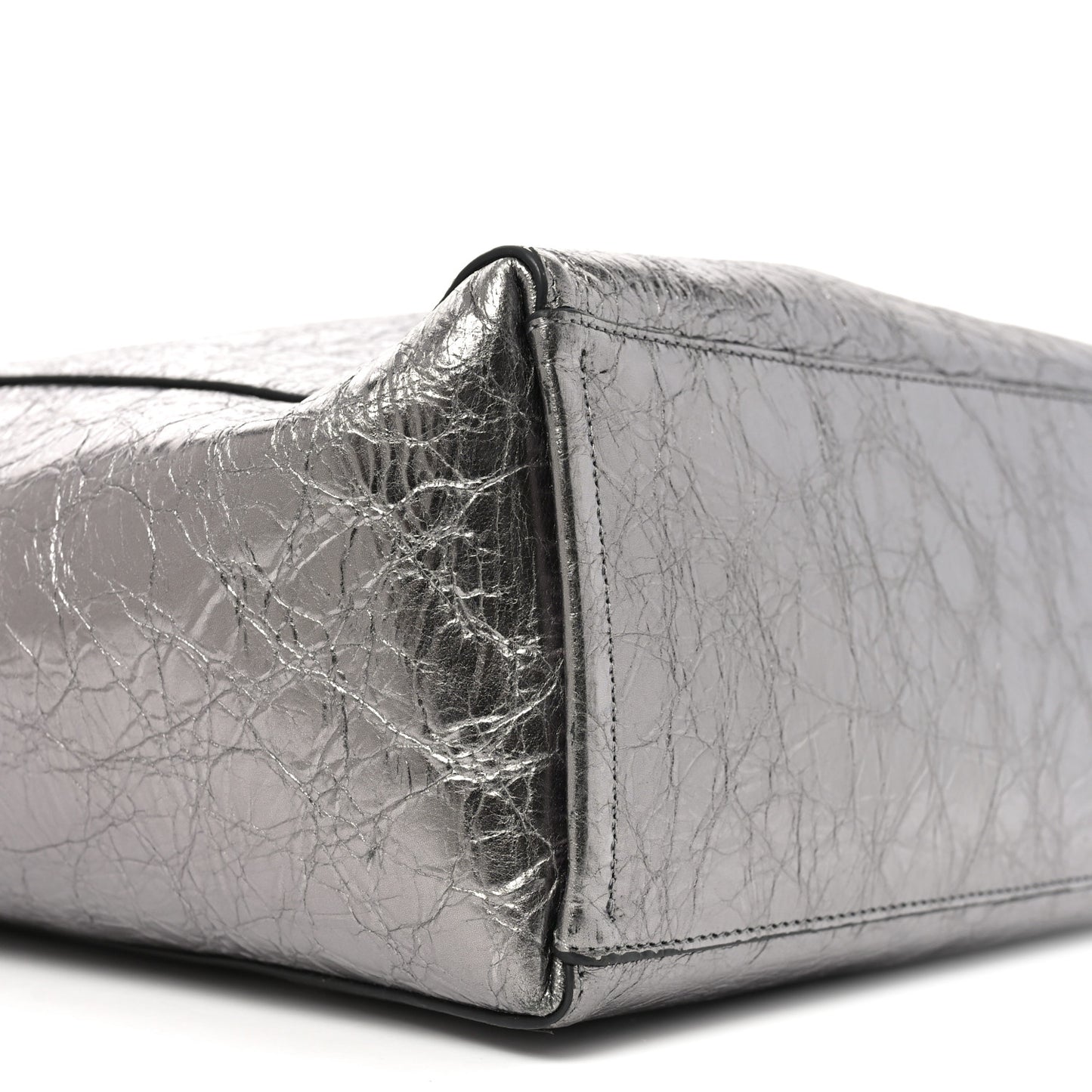 Metallic Calfskin Voyou Medium Tote Bag Silver