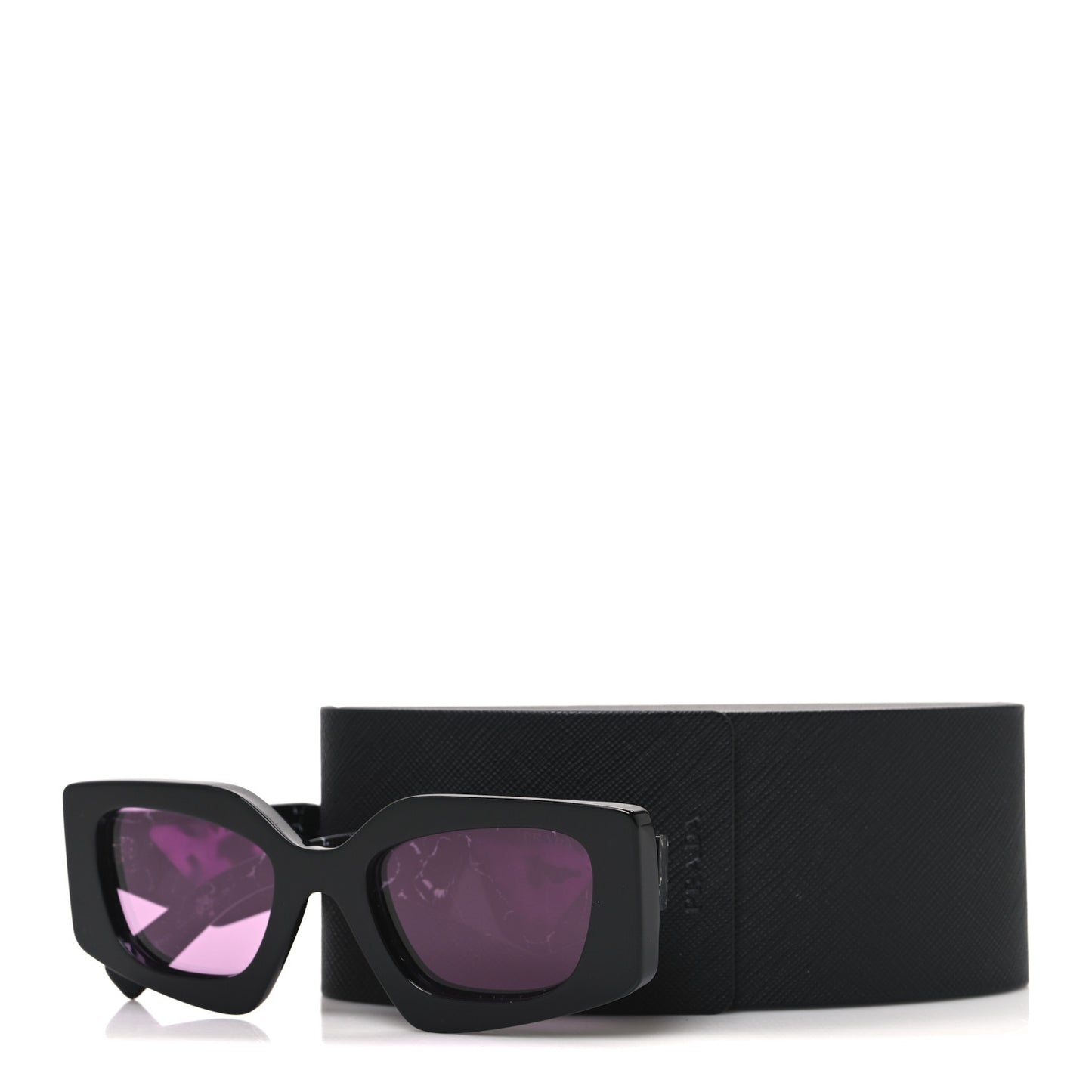 Acetate Square Sunglasses SPR 15Y Black Dark Violet