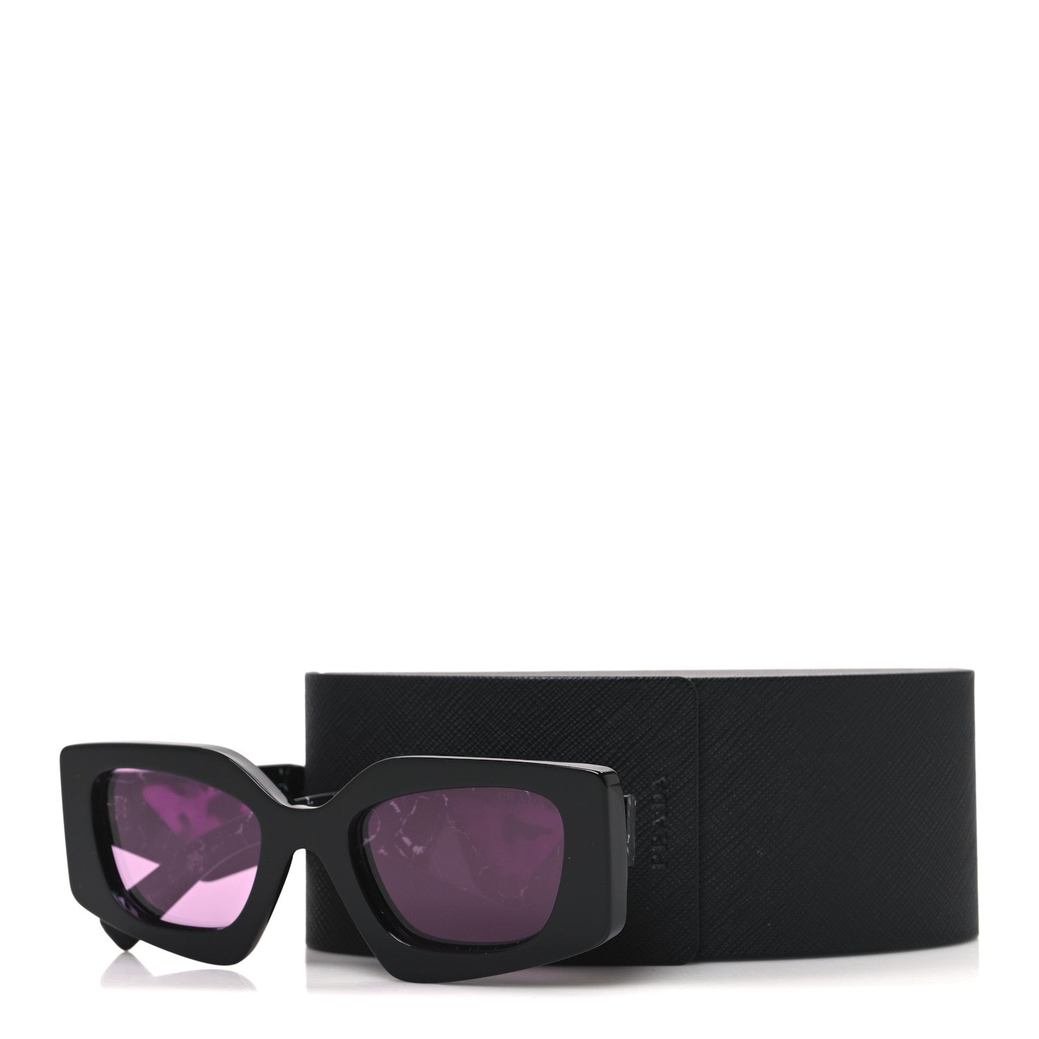 Prada Acetate Square Sunglasses SPR 15Y Black Dark Violet 7 of 7