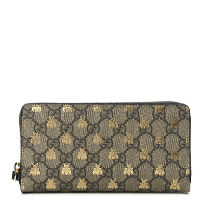 Gucci GG Supreme Monogram Bees Zip Around Wallet 1 of 8