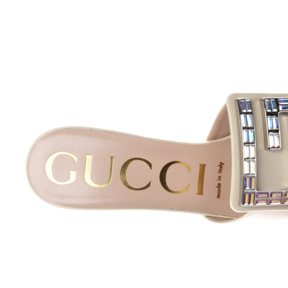 Gucci Malaga Kid Crystal Square G Madelyn Mules 37.5 Vintage White 7 of 10