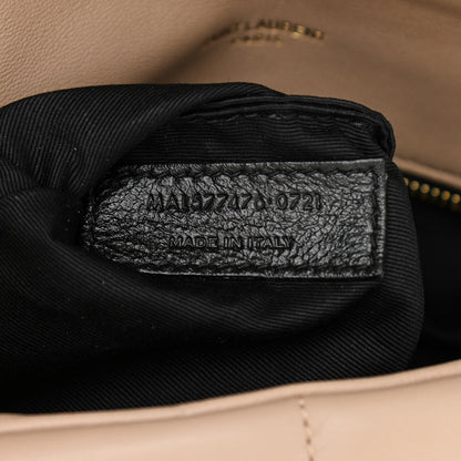Saint Laurent Lambskin Quilted Small Loulou Puffer Monogram Chain Satchel Dark Beige 8 of 11