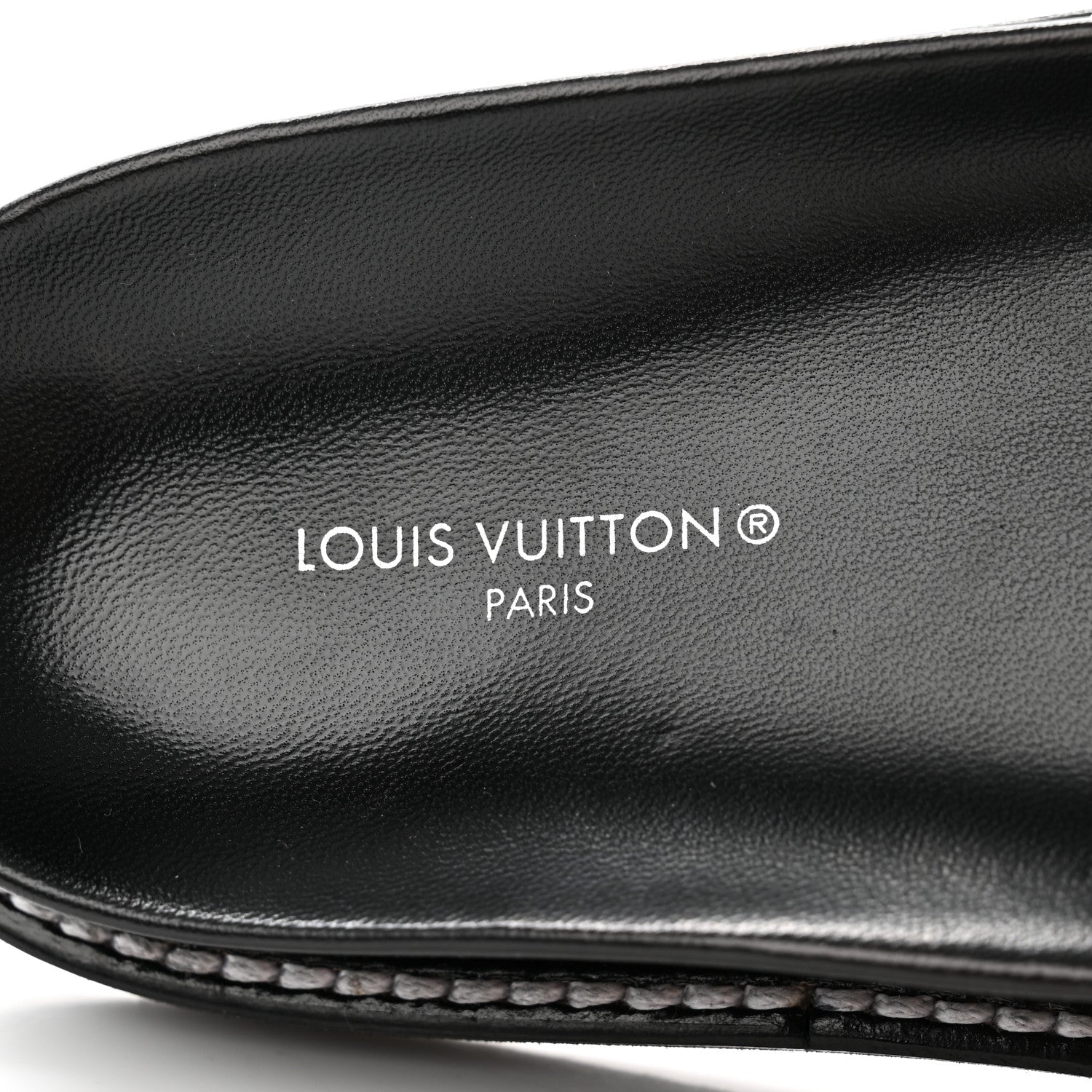 Louis Vuitton Calfskin Embossed Monogram Sunset Flat Comfort Mule 36 Black 7 of 9