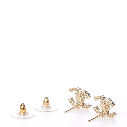 Chanel Crystal CC Earrings Gold Pink 3 of 5