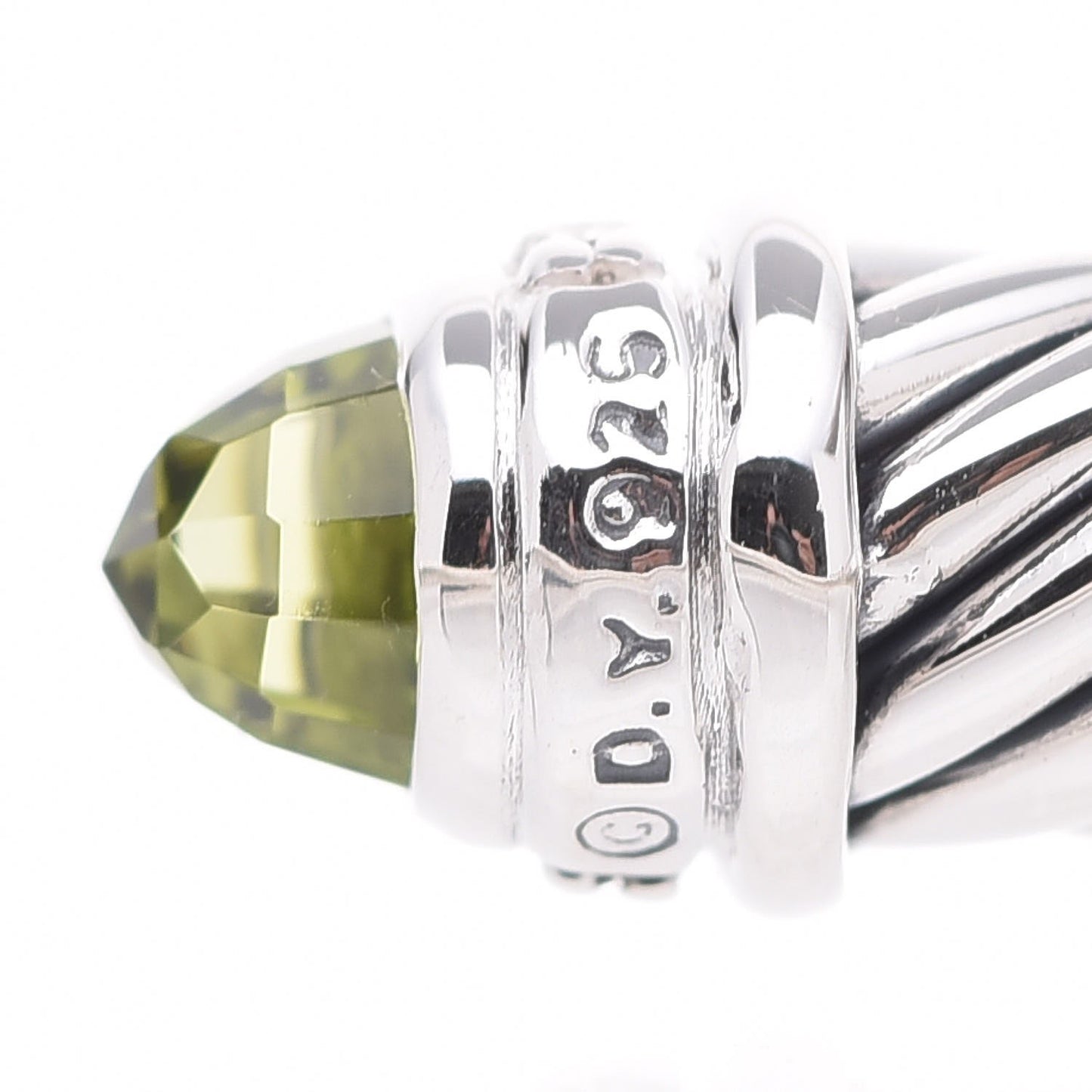Sterling Silver Diamond Peridot 5mm Cable Classics Bracelet