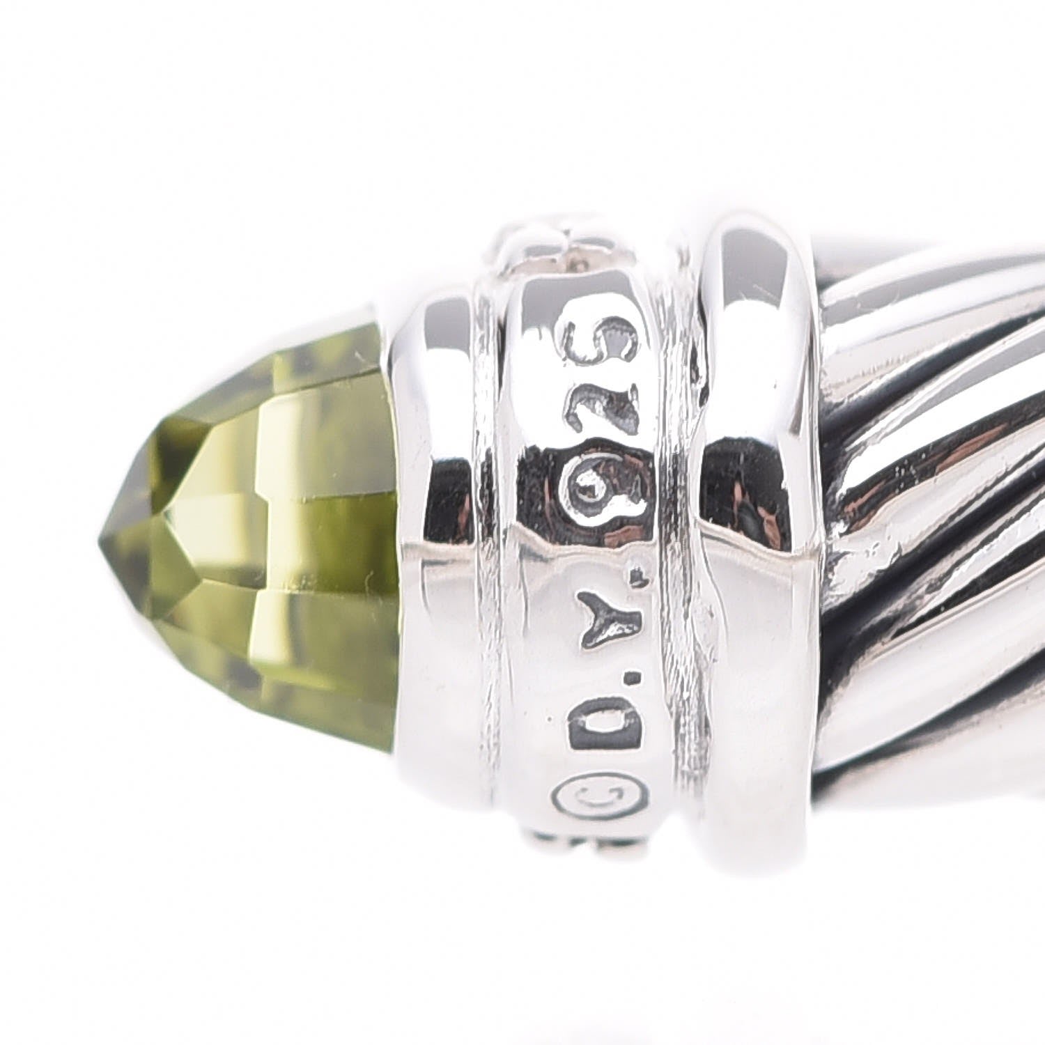 David Yurman Sterling Silver Diamond Peridot 5mm Cable Classics Bracelet 5 of 5