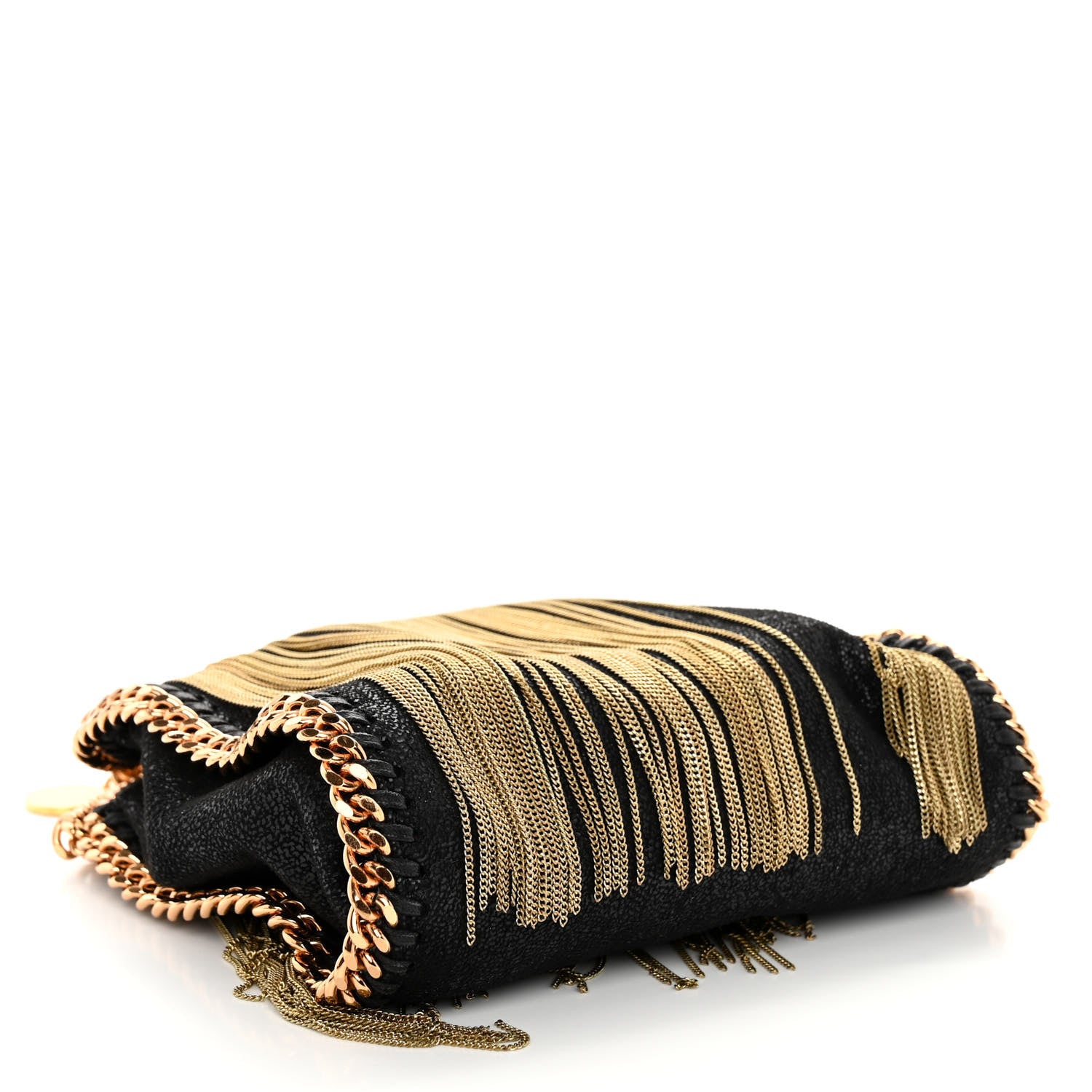 Stella McCartney Eco Suede Tiny Fringe Falabella Tote Black Gold 4 of 9
