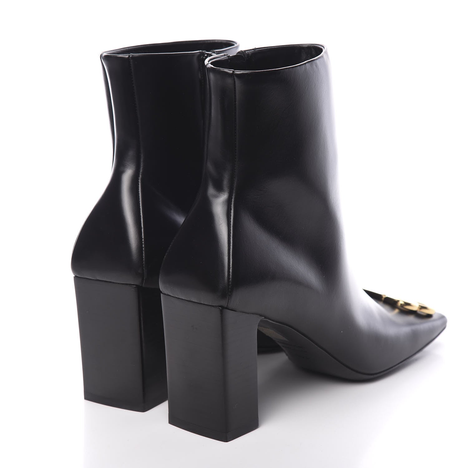 Balenciaga Calfskin Varenne BB Double Square 80mm Booties 39.5 Black Gold 4 of 12