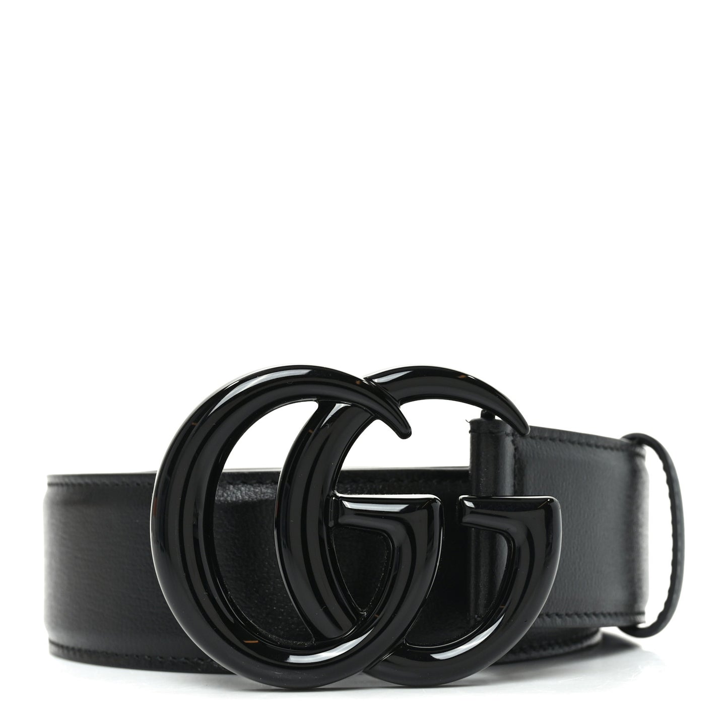 Azalea Calfskin Enamel Monochrome Double G 40mm Belt 95 38 Black