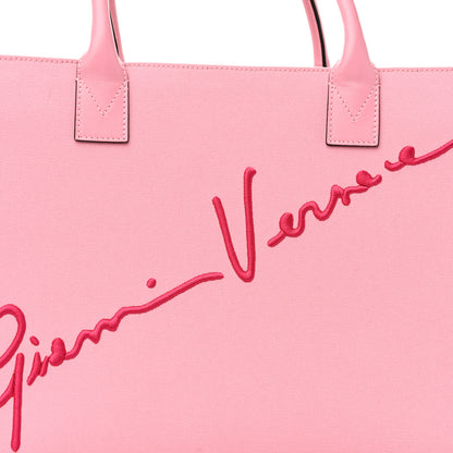 Versace Canvas Suppler Calfskin Cabas GV Signature Tote Pink 7 of 9
