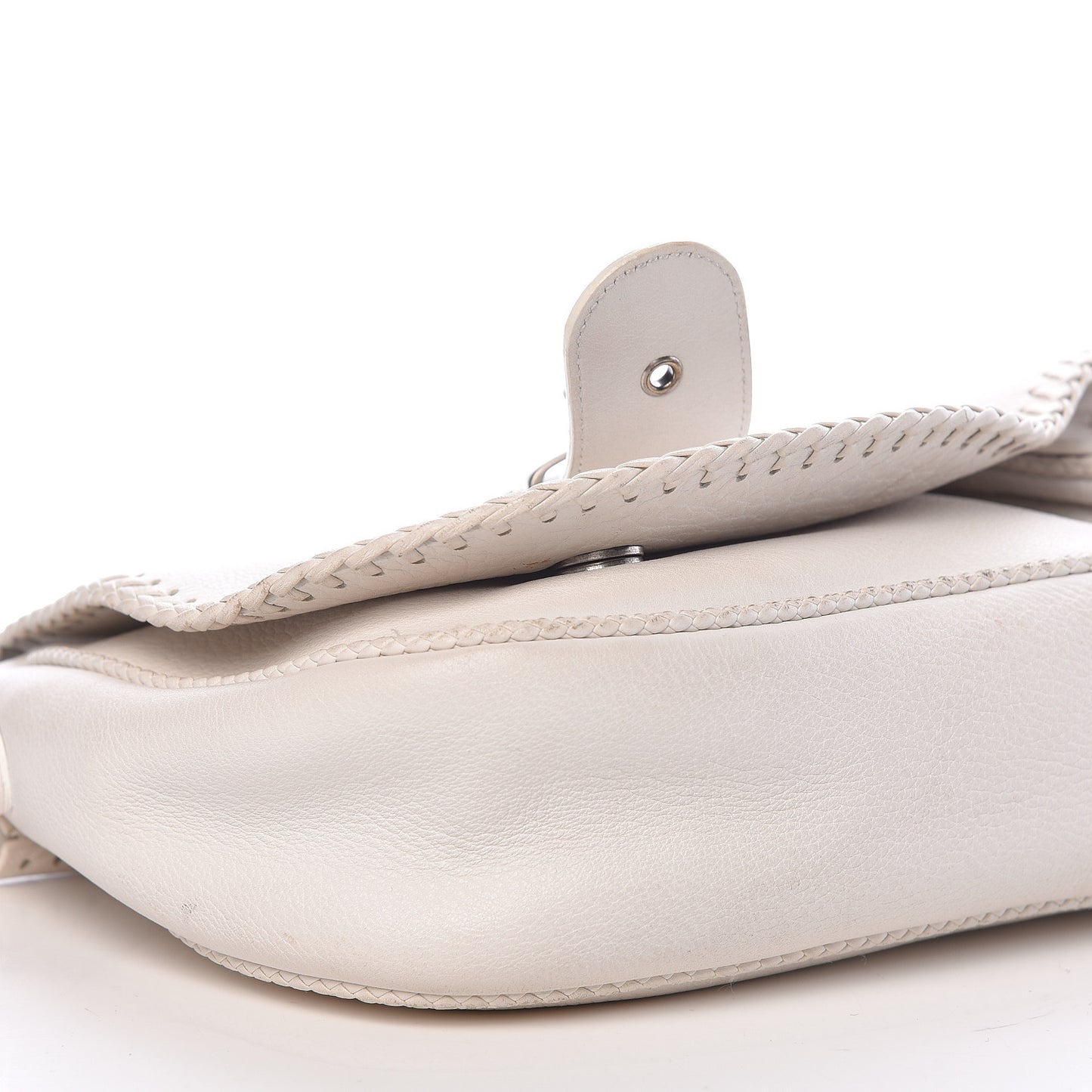 Calfskin Whipstitch Gaucho Double Saddle Bag White