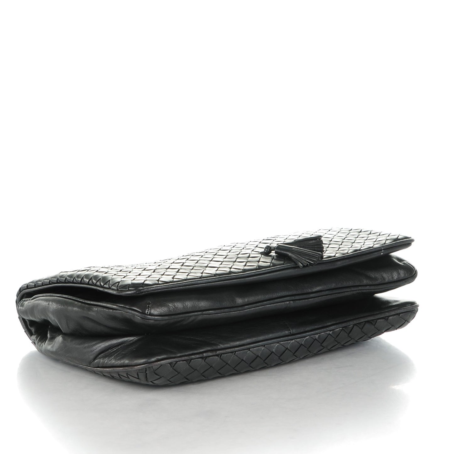 BOTTEGA VENETA Nappa Intrecciato Flap Clutch Nero Black