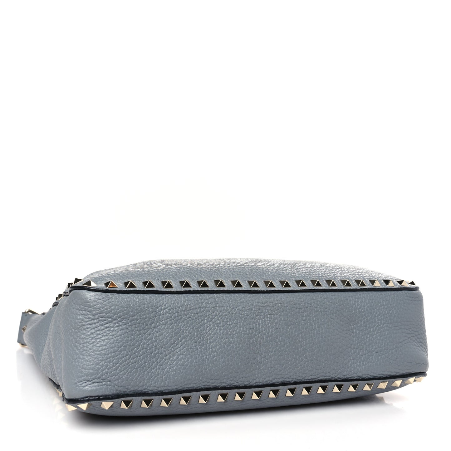 Pebbled Calfskin Large Rockstud Flip-Lock Messenger Bag Light Stone