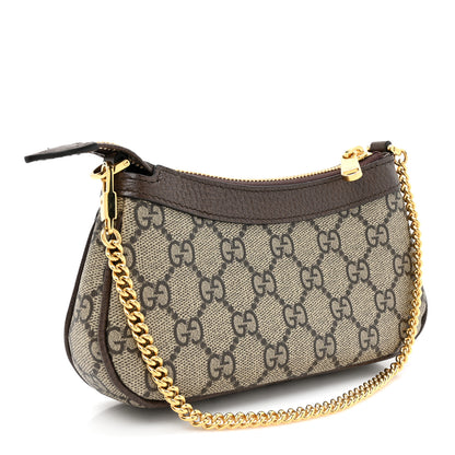 Gucci GG Supreme Monogram Textured Dollar Calfskin Mini Ophidia Chain Bag Beige Ebony 3 of 11