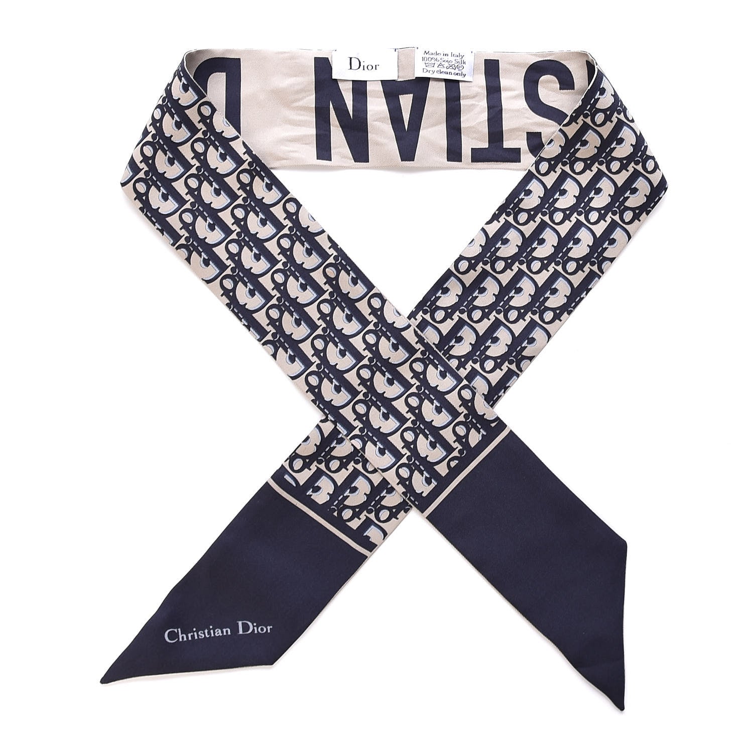 Christian Dior Silk Oblique Mitzah Scarf Blue 1 of 4