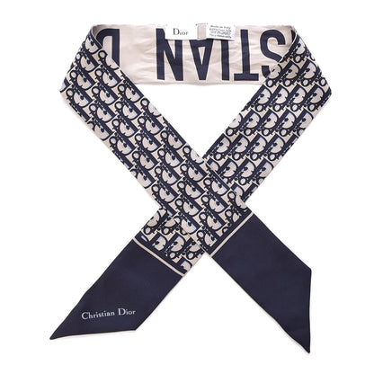 Christian Dior Silk Oblique Mitzah Scarf Blue 1 of 4