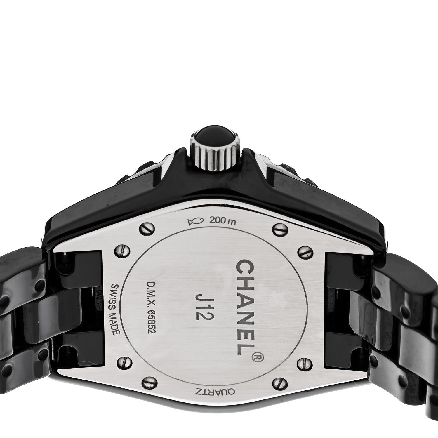 Chanel Stainless Steel Ceramic Diamond 33mm J12 Quartz Watch Black 4 of 4