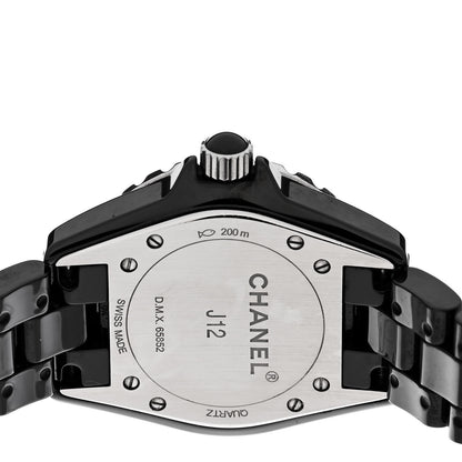 Chanel Stainless Steel Ceramic Diamond 33mm J12 Quartz Watch Black 4 of 4