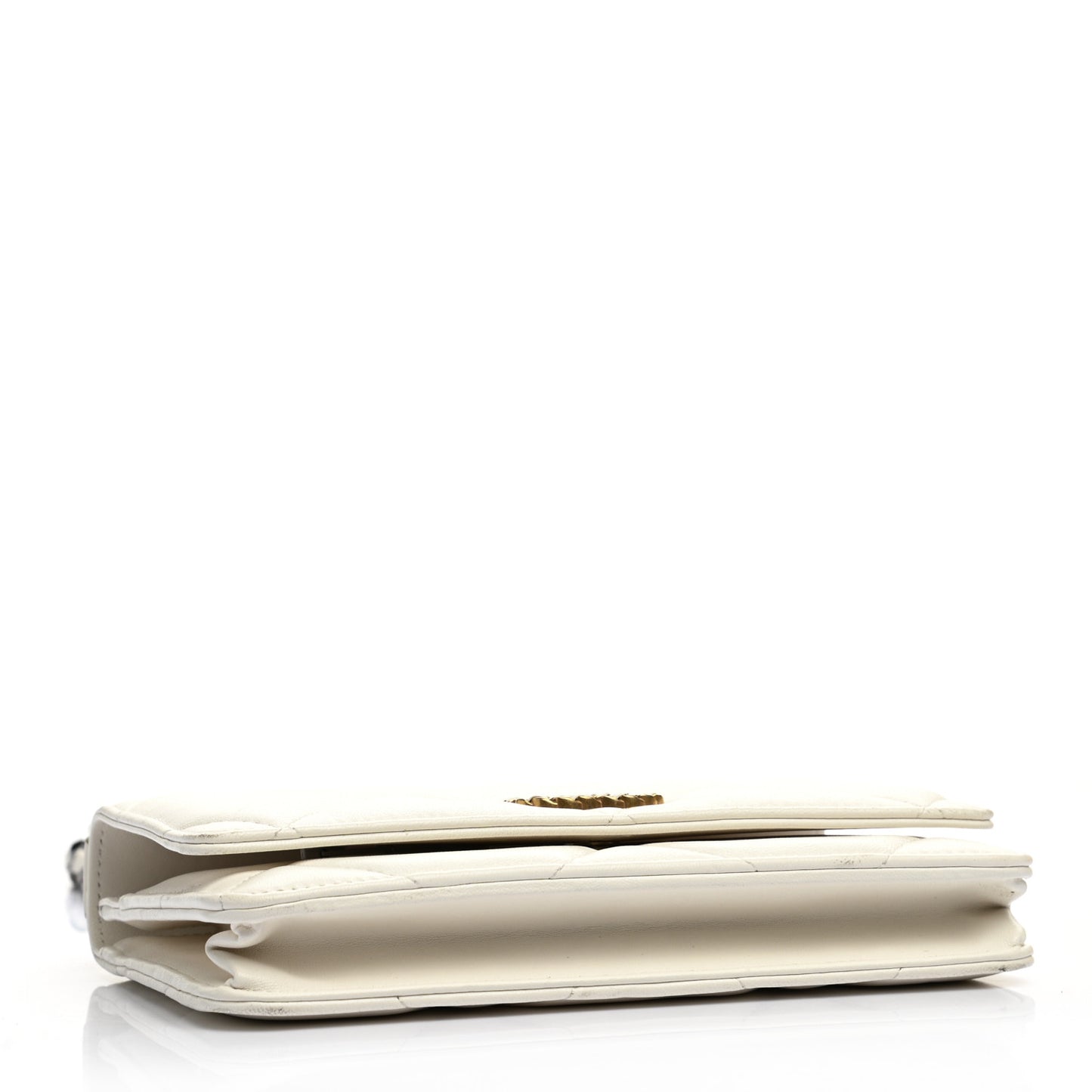 Goatskin Quilted Chanel 19 Wallet On Chain WOC White