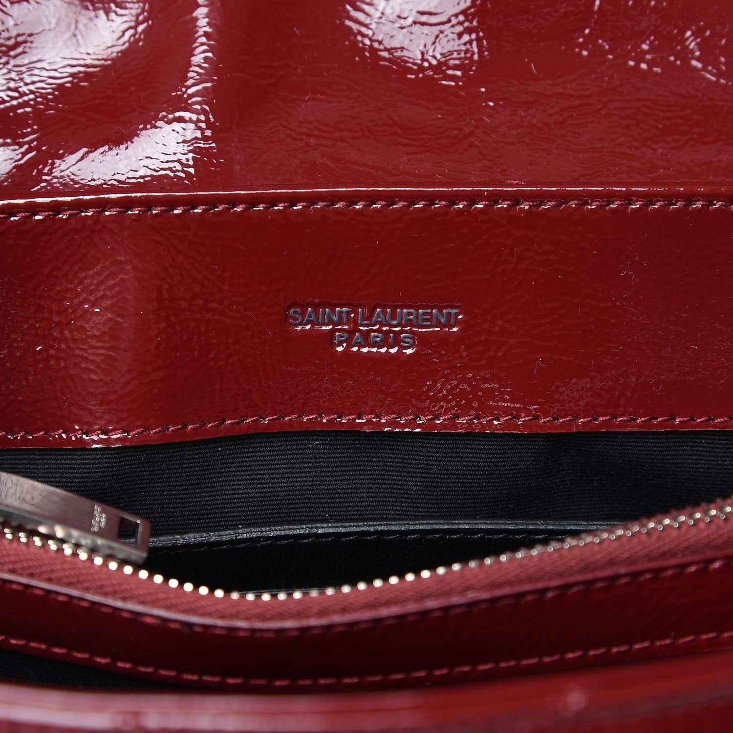 Saint Laurent Patent Y Quilted Monogram Small Loulou Chain Satchel Burgundy 6 of 7