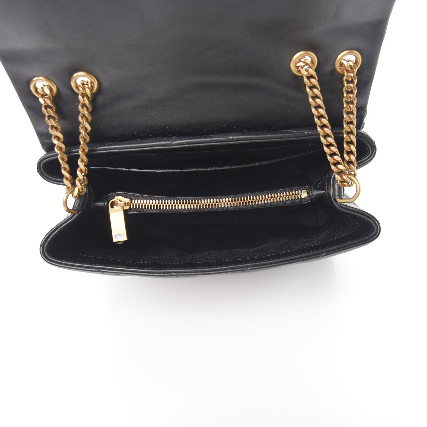 Calfskin Y Quilted Monogram Small Loulou Chain Satchel Black