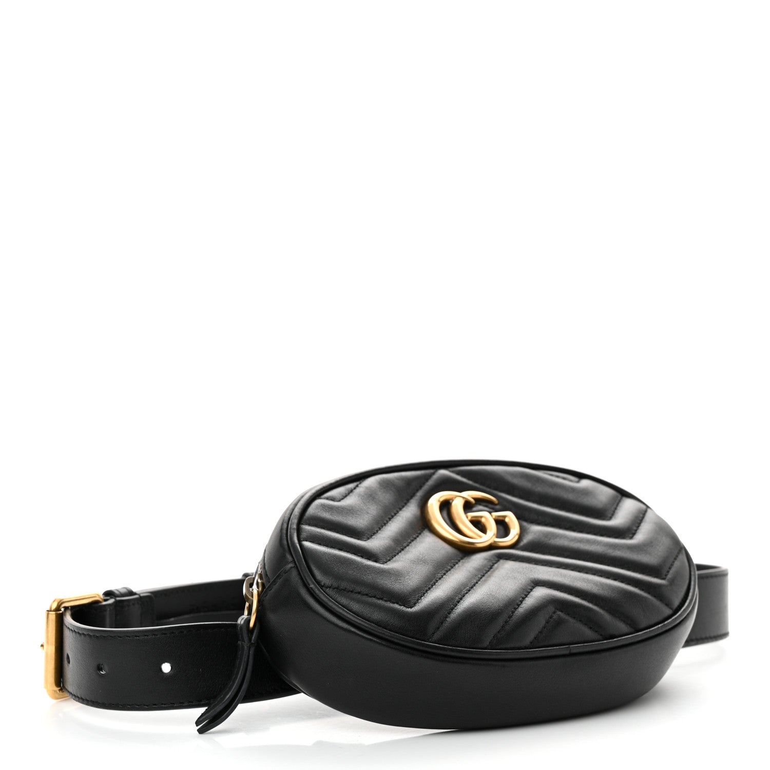 Gucci Calfskin Matelasse GG Marmont Belt Bag 75 30 Black 4 of 14