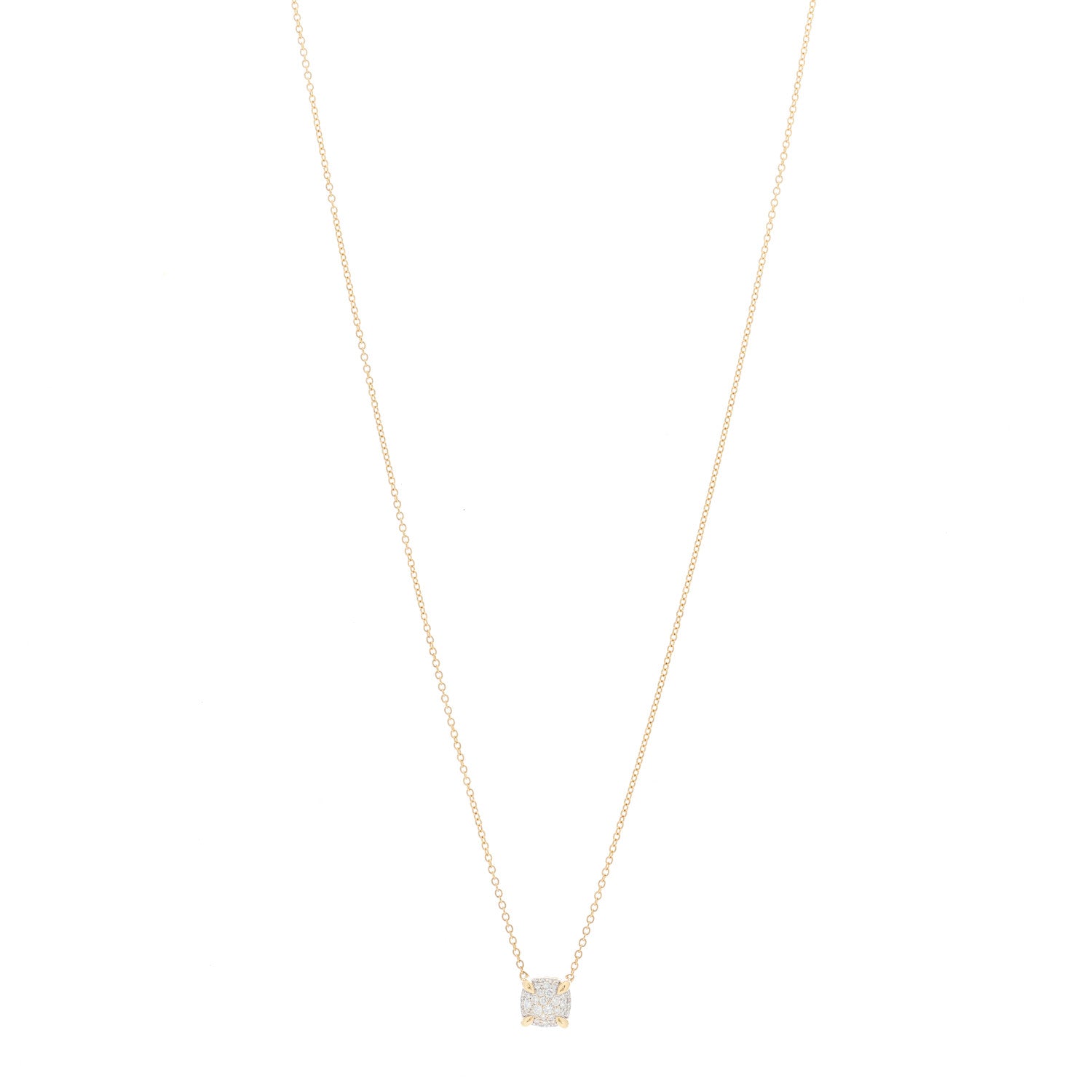 David Yurman 18K Yellow Gold Diamond 7mm Petite Chatelaine Pave Pendant Necklace 1 of 4