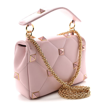 Valentino Garavani Nappa Enamel Medium Roman Stud Shoulder Bag Rose Quartz 3 of 10