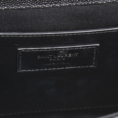 Saint Laurent Grain De Poudre Textured Mixed Matelasse Triquilt Medium Monogram Satchel Black 7 of 8