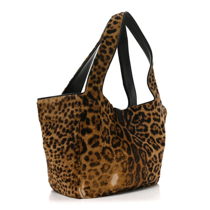 Saint Laurent Pony Hair Nappa Leopard Print Le 5 A 7 Bea Tote Earth Black 2 of 11