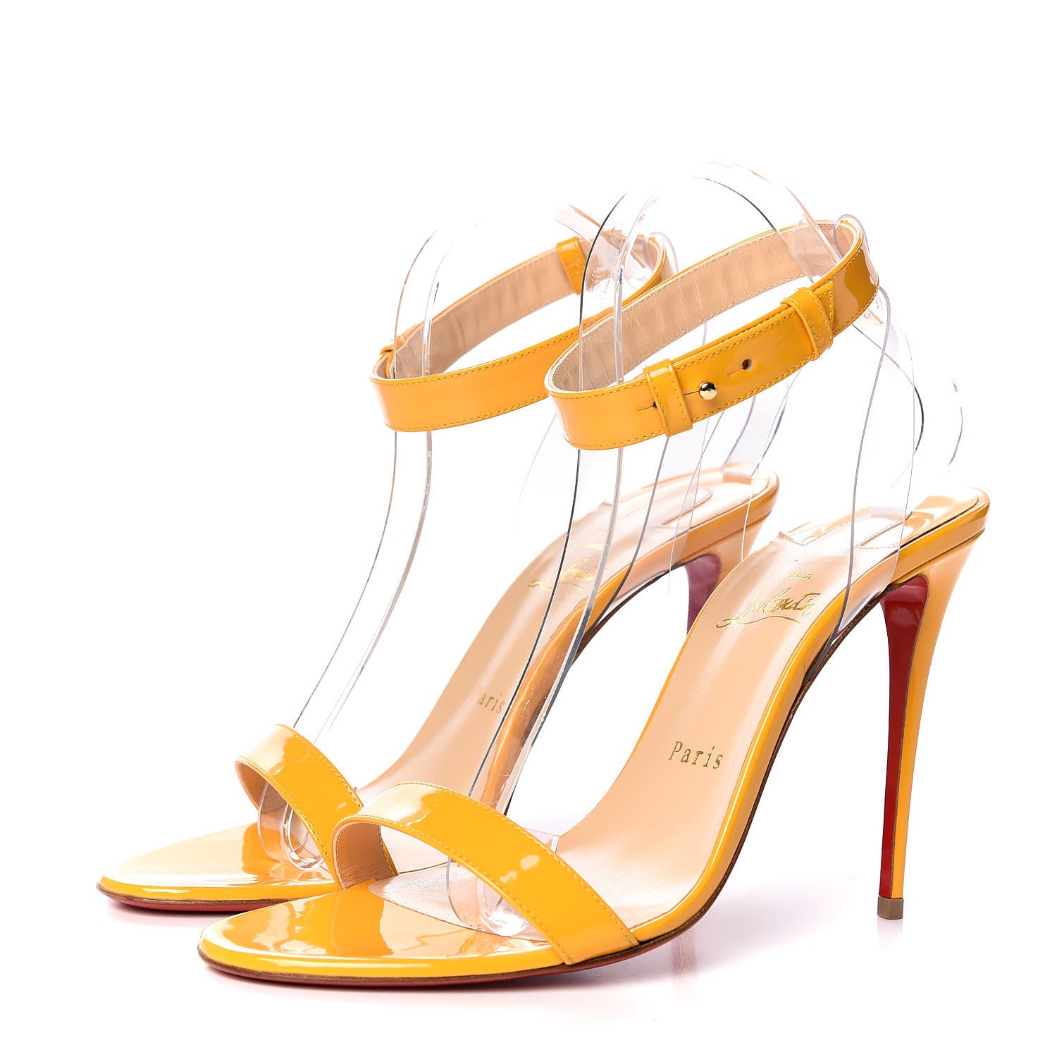 Christian Louboutin Patent PVC Jonatina 100 Sandals 40 Topaz Transparent 3 of 8