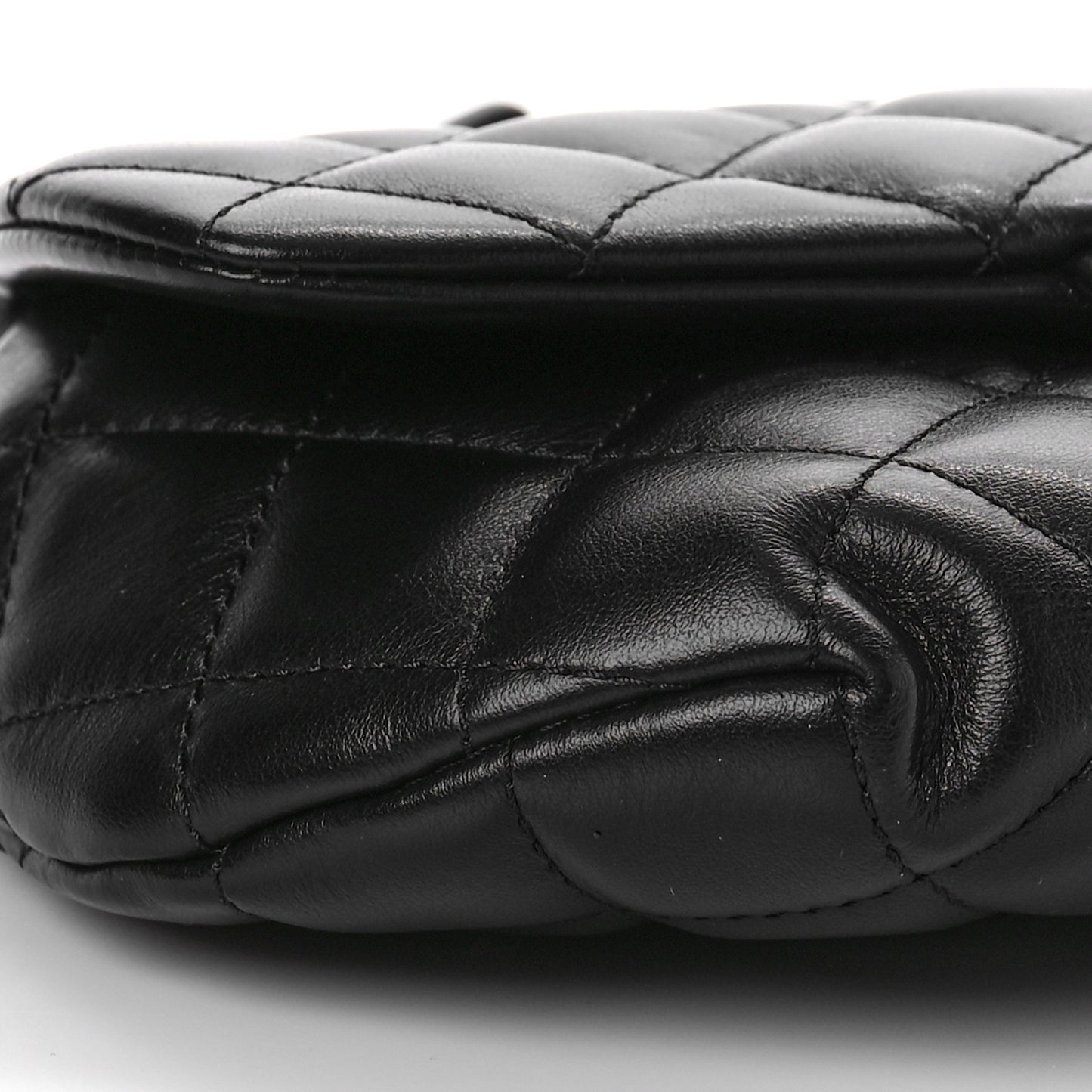 Calfskin Quilted CC Uniform Flap Belt Bag Black