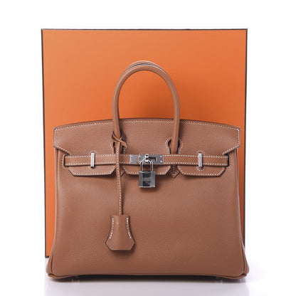 Hermes Taurillon Novillo Verso Birkin 25 Gold Gris Tourterelle 10 of 10