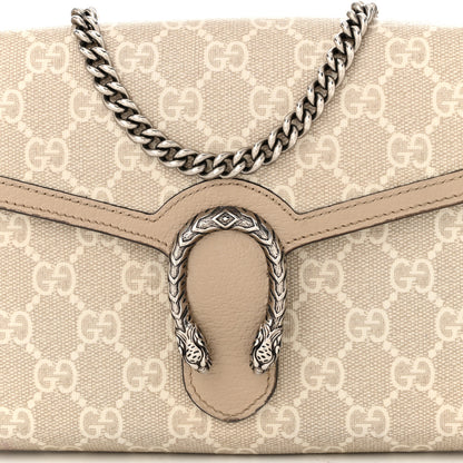 Gucci GG Supreme Monogram Textured Dollar Calfskin Mini Dionysus Chain Wallet Beige Mystic White Oatmeal 9 of 13
