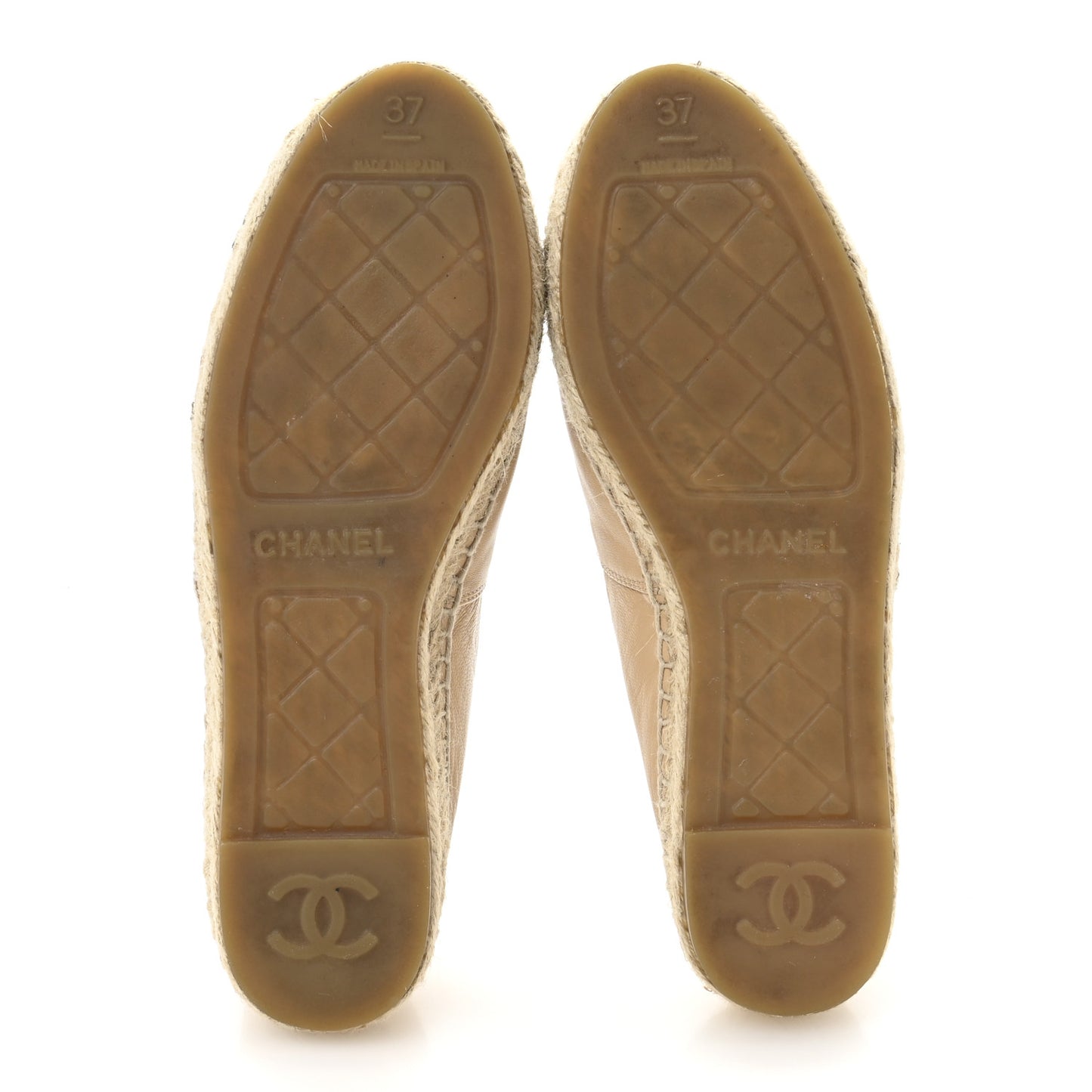 Lambskin CC Espadrilles 37 Beige Black