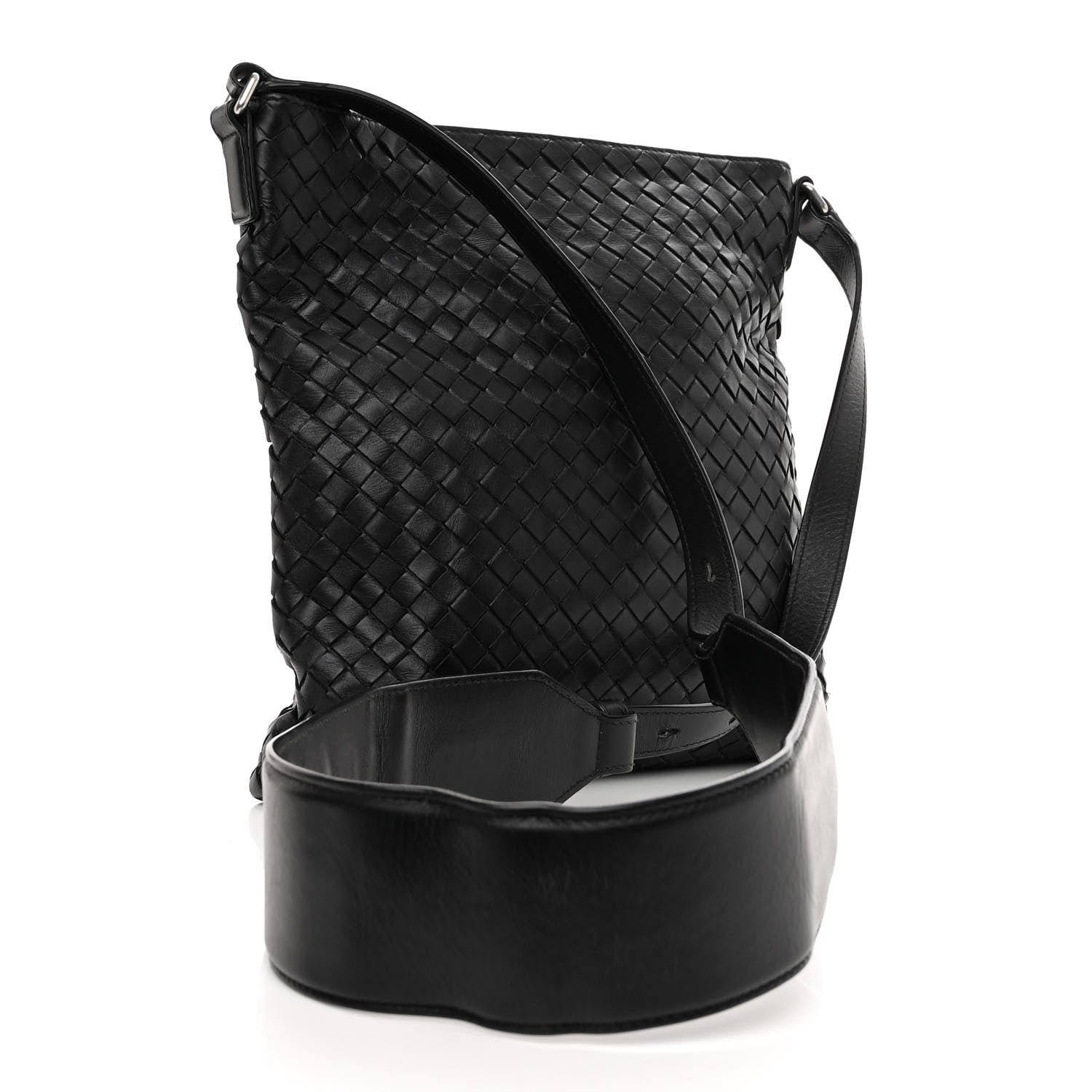 Bottega Veneta Nappa Intrecciato VN Crossbody Messenger Bag Black 3 of 10