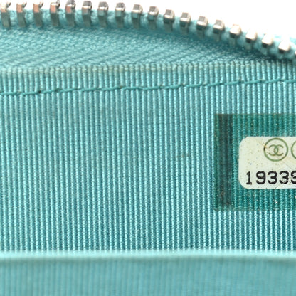 Chanel Lambskin Quilted Zip Around Coin Purse Wallet Turquoise 7 of 10