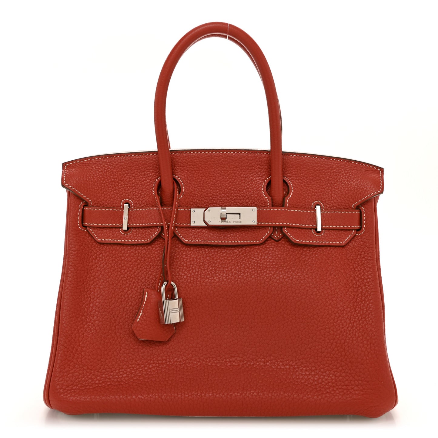 Taurillon Clemence Eclat Birkin 30 Sanguine White