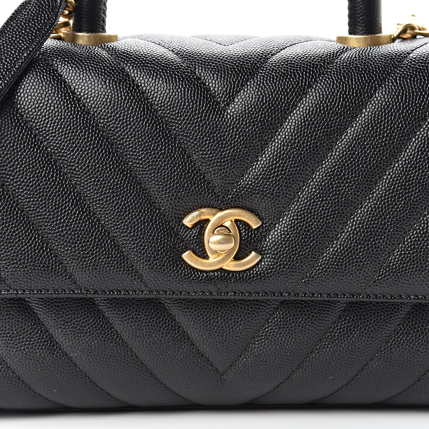 Chanel Caviar Chevron Quilted Mini Coco Handle Flap Black 8 of 12