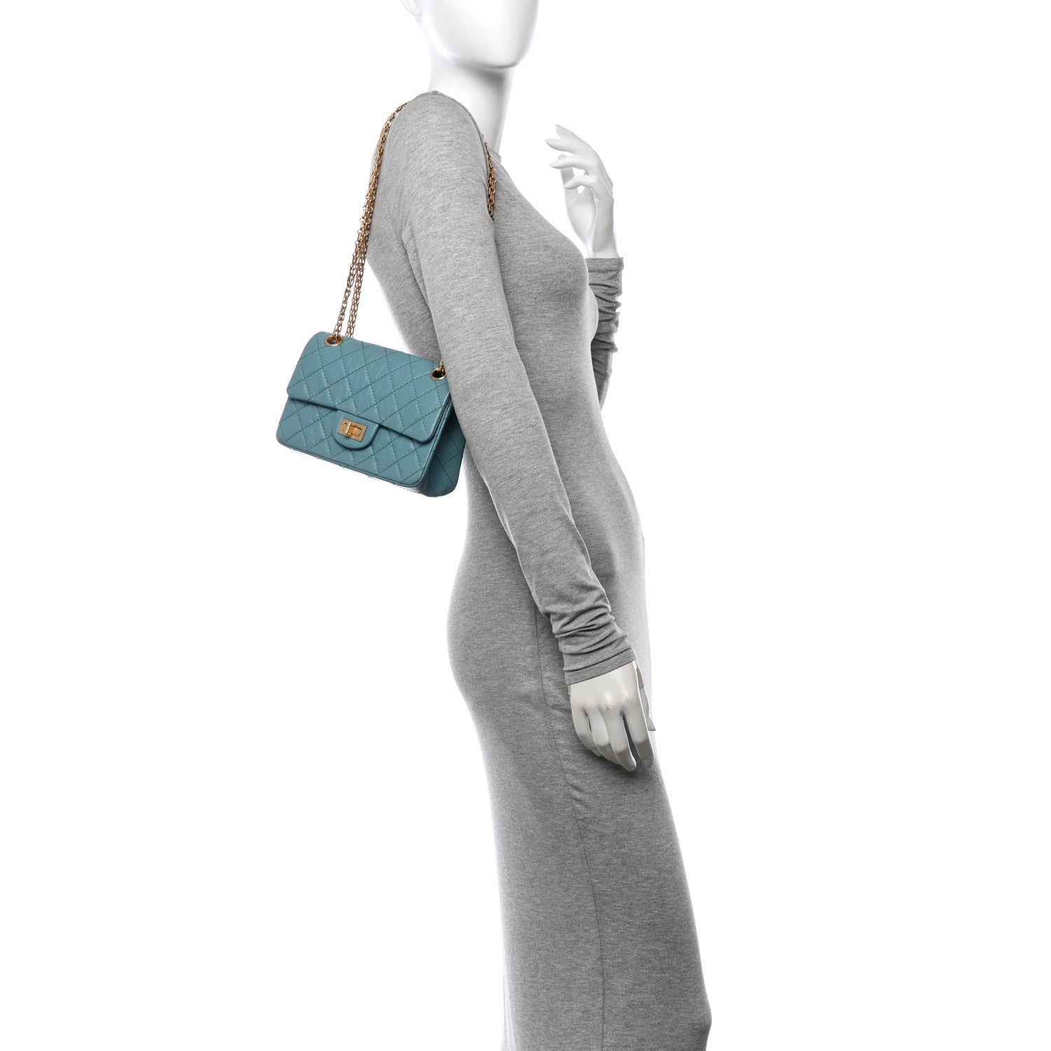 Chanel Aged Calfskin Quilted 2.55 Reissue Mini Flap Blue 2 of 10