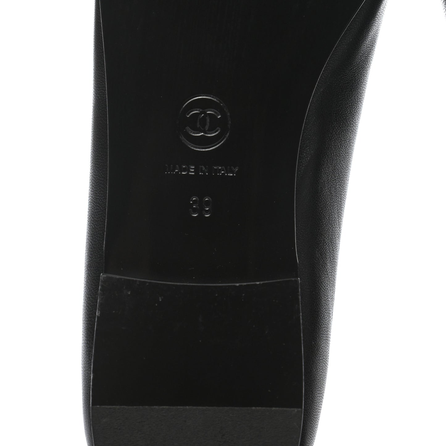 Lambskin Patent Cap Toe Ballerina Flats 39 Black