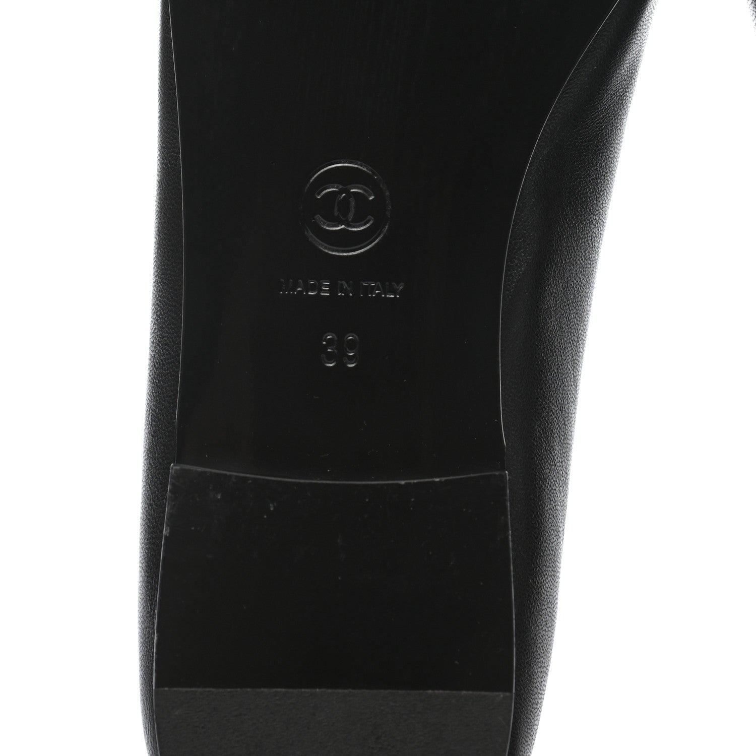 Chanel Lambskin Patent Cap Toe Ballerina Flats 39 Black 7 of 10