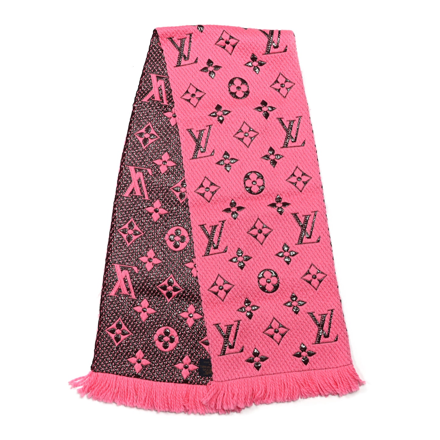 Wool Silk Logomania Shine Scarf Rose Pop
